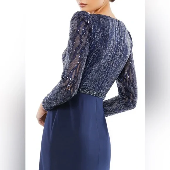 NWT Mac Duggal Embellished Long Sleeve Bodice Column Dress Size 4 $498 - Picture 4 of 5